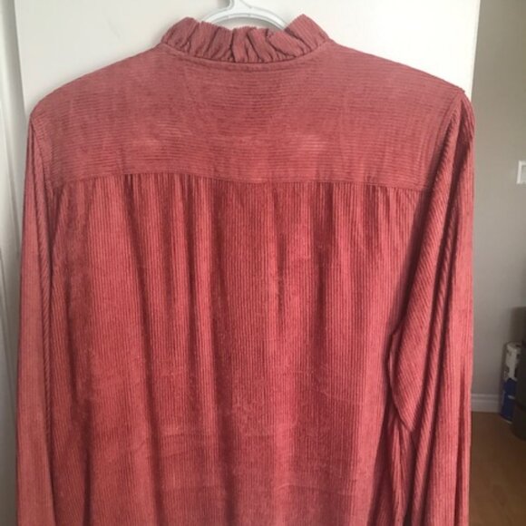 Sezane Kim Button-down Cord Shirt, Rosewood, Size 4/6 - Picture 4 of 7